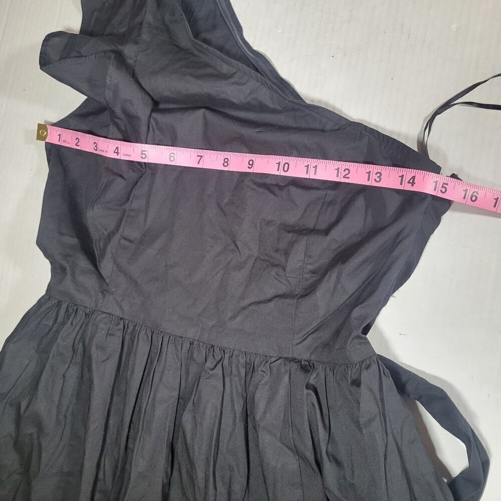 J.Crew Black Classic One-Shoulder Cotton Pleated Skirt Midi Dress Size 2P - Picture 14 of 14